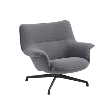 Muuto Doze Lounge Chair Low Back / Swivel Base - Ocean 80/Anthracite Black