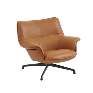 Muuto Doze Lounge Chair Low Back / Swivel Base - Refine Cognac Læder/Anthracite Black