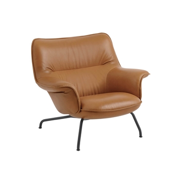 Muuto Doze Lounge Chair Low Back / Tube Base Refine Cognac Leather/Anthracite Black