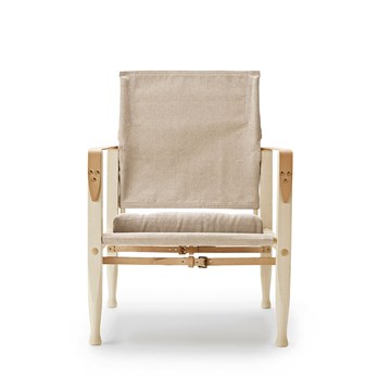 Carl Hansen & Søn KK47000 Safari stol i olierede ask med sæde i lyst kanvas stof