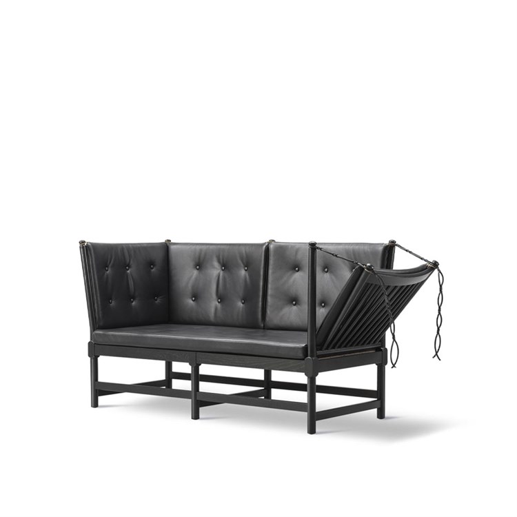 Fredericia Furniture BM1789 Tremmesofa Sortlakeret Eg/Sort Læder Side