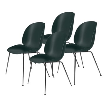 Gubi beetle dining chair spisebordsstol 4 stk Sortkrom/Mørk Grøn