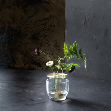 Fritz Hansen Ikebana Vase Glas og Messing Lille Med Blomster