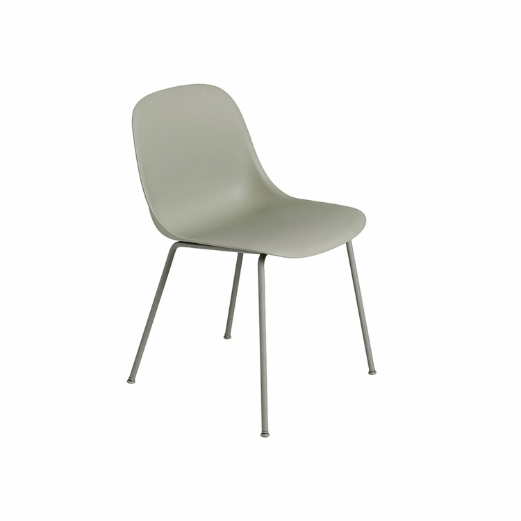 Muuto Fiber Spisebordsstol - Støvet grøn m/stål