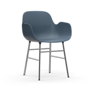 Normann Copenhagen Form Spisebordsstol m/armlæn Chrome/Blue Skraa