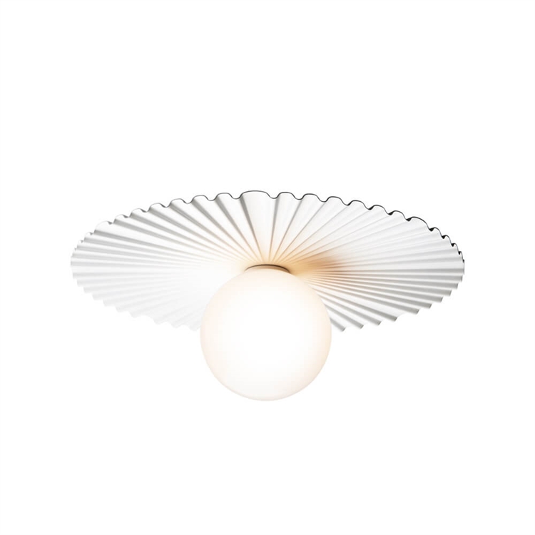 Nuura Liila Muuse Væg-/Loftlampe Medium - White/Opal med tændt lys