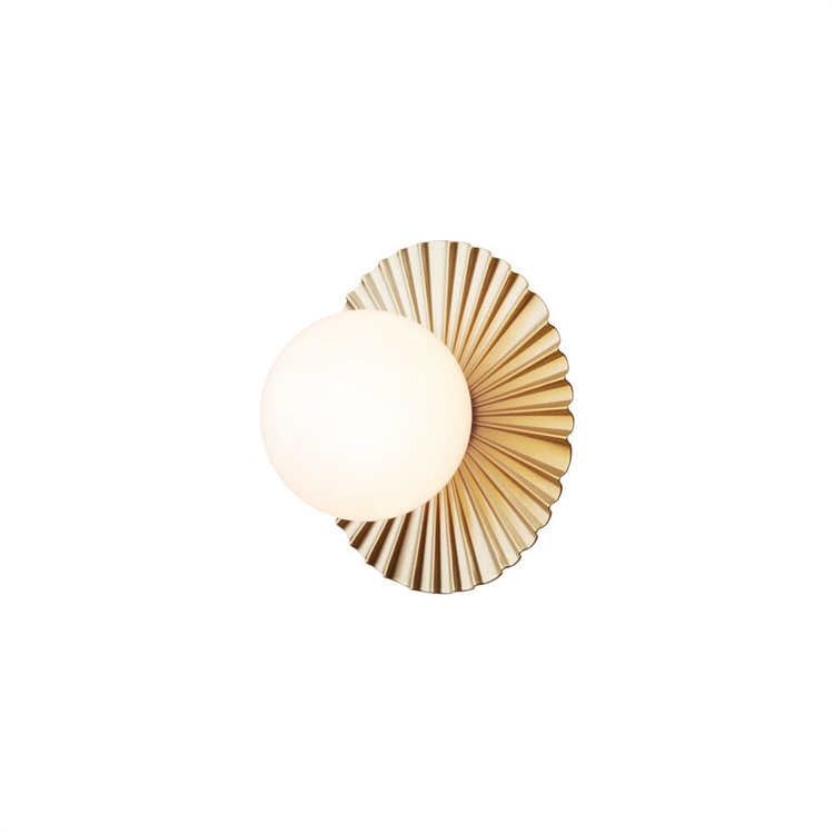 Nuura Liila Muuse Væg-/Loftlampe Small - Nordic Gold/Opal White Tændt