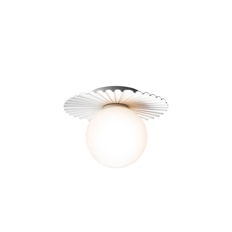 Nuura Liila Muuse Væg-/Loftlampe Small - White/Opal White Tændt