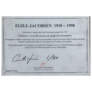 Poulin Design Gobelin Maskebillede 1991 Signering