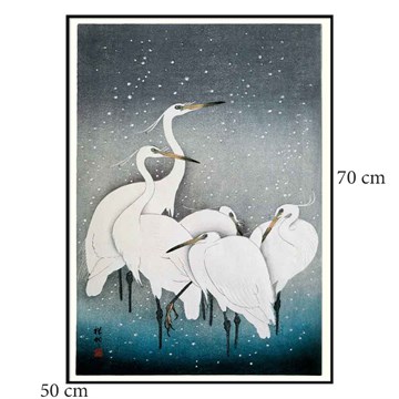 The Dybdahl Co Plakat Snowy Herons Sort ramme 50x70