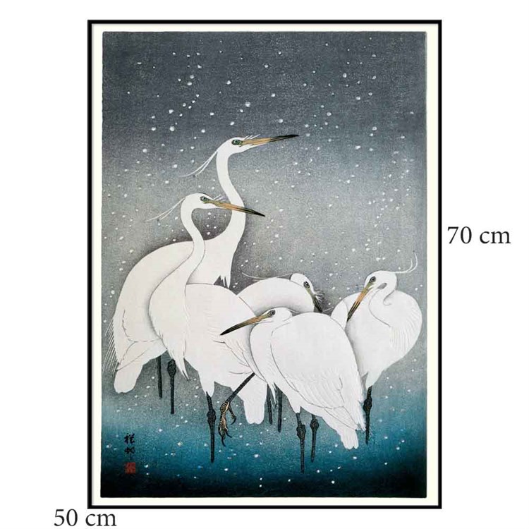 The Dybdahl Co Plakat Snowy Herons Sort ramme 50x70