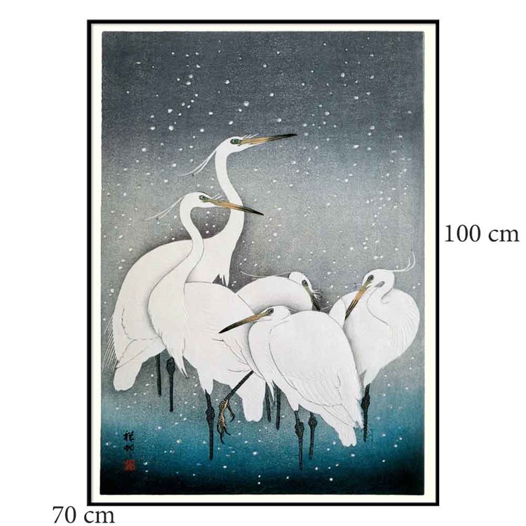 The Dybdahl Co Plakat Snowy Herons Sort ramme 70x100