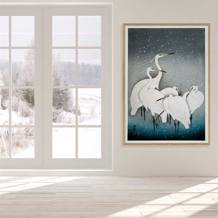 The Dybdahl Co Plakat Snowy Herons i stuen