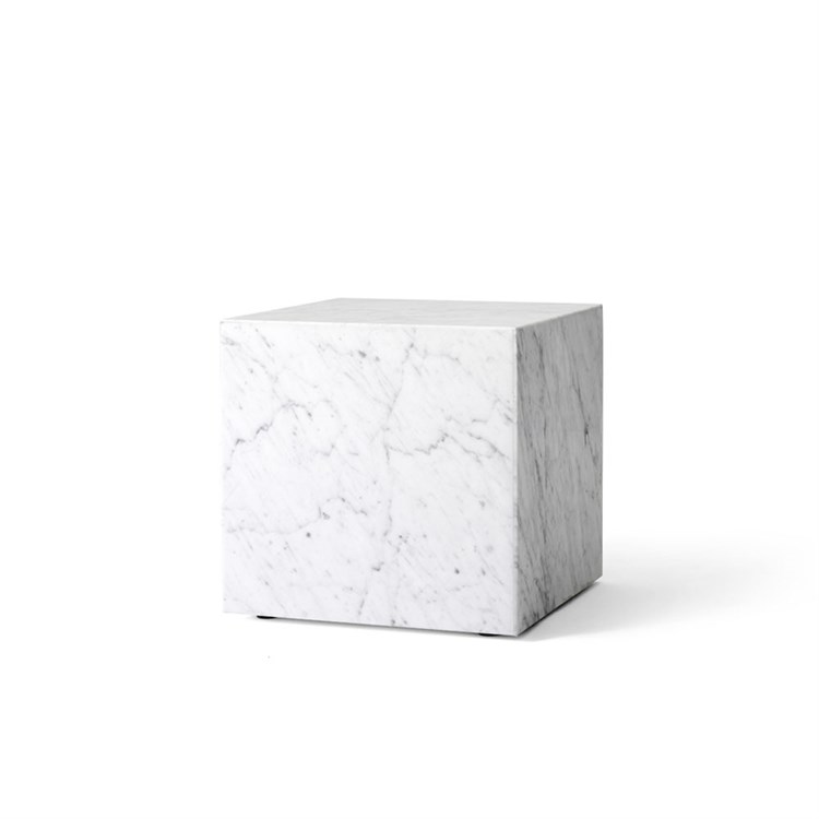 Audo Plinth Marmorbord Cubic White Hvid Skrå