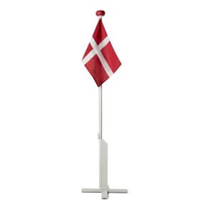Langkilde & Søn Hvidmalet Flagstang 180 cm med Dannebrogsflag